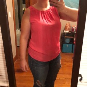 Ann Taylor LOFT hot pink sleeveless dressy blouse